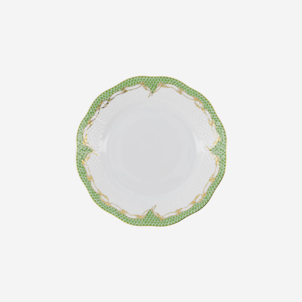 Fish Scale Green & Gold Dessert Plate