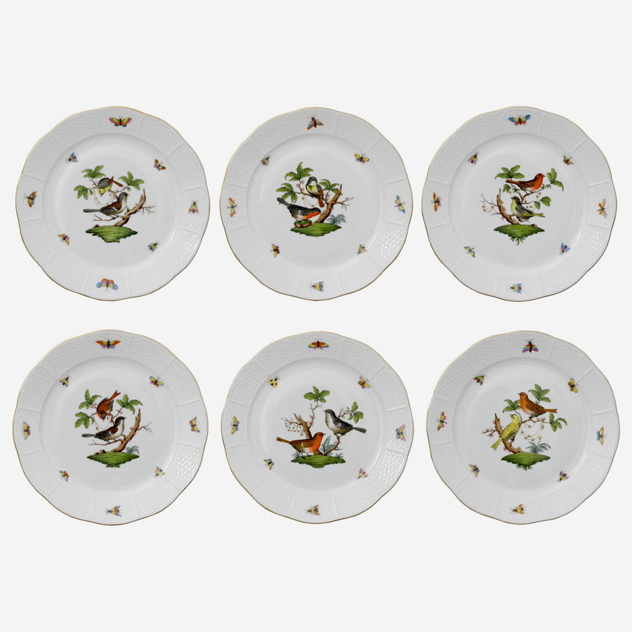 Herend Rothschild Bird Dessert Plate - Set of 6