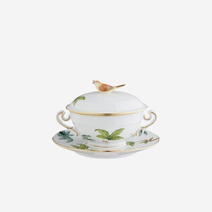 Herend Foret Foliage Bouillon Cup & Saucer