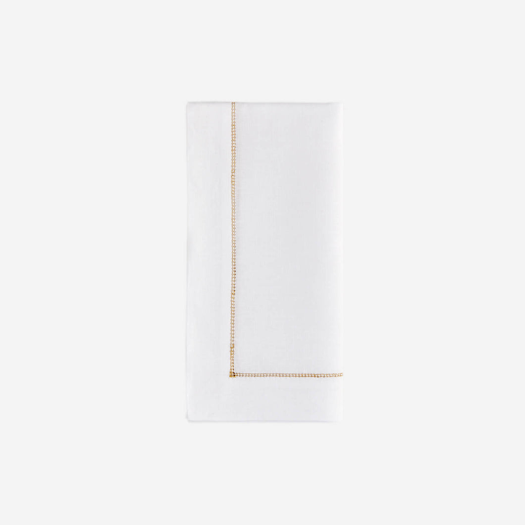 Infinity Hemstitch Gold Dinner Napkin