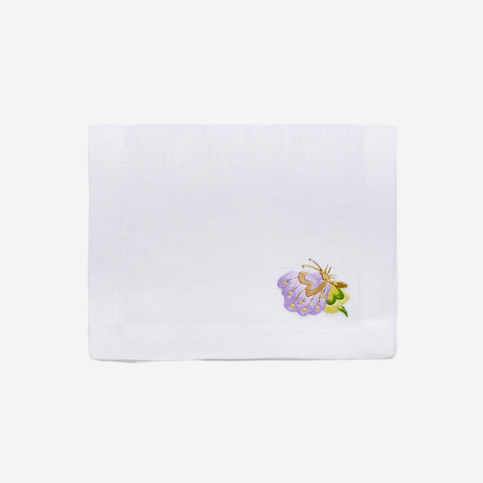 Lilac Flower & Butterfly Cocktail Napkin - Set of 4