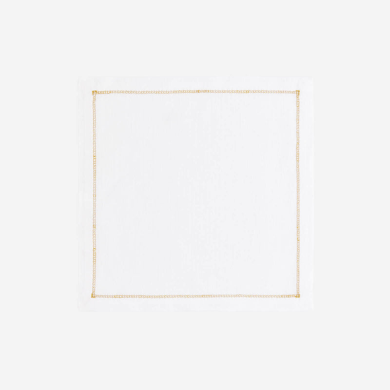 Infinity Hemstitch Gold Cocktail Napkin
