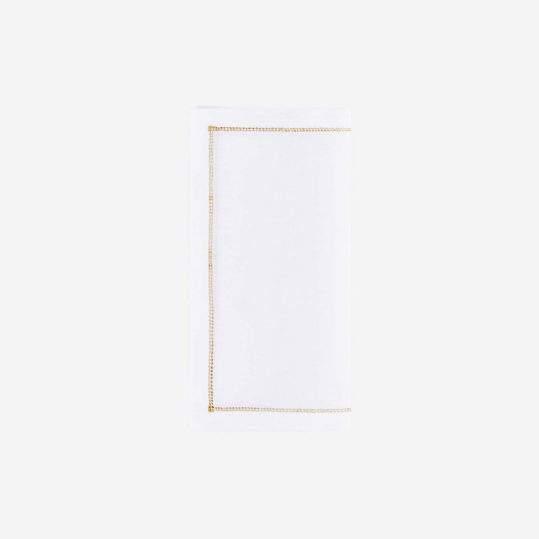 Infinity Hemstitch Gold Cocktail Napkin