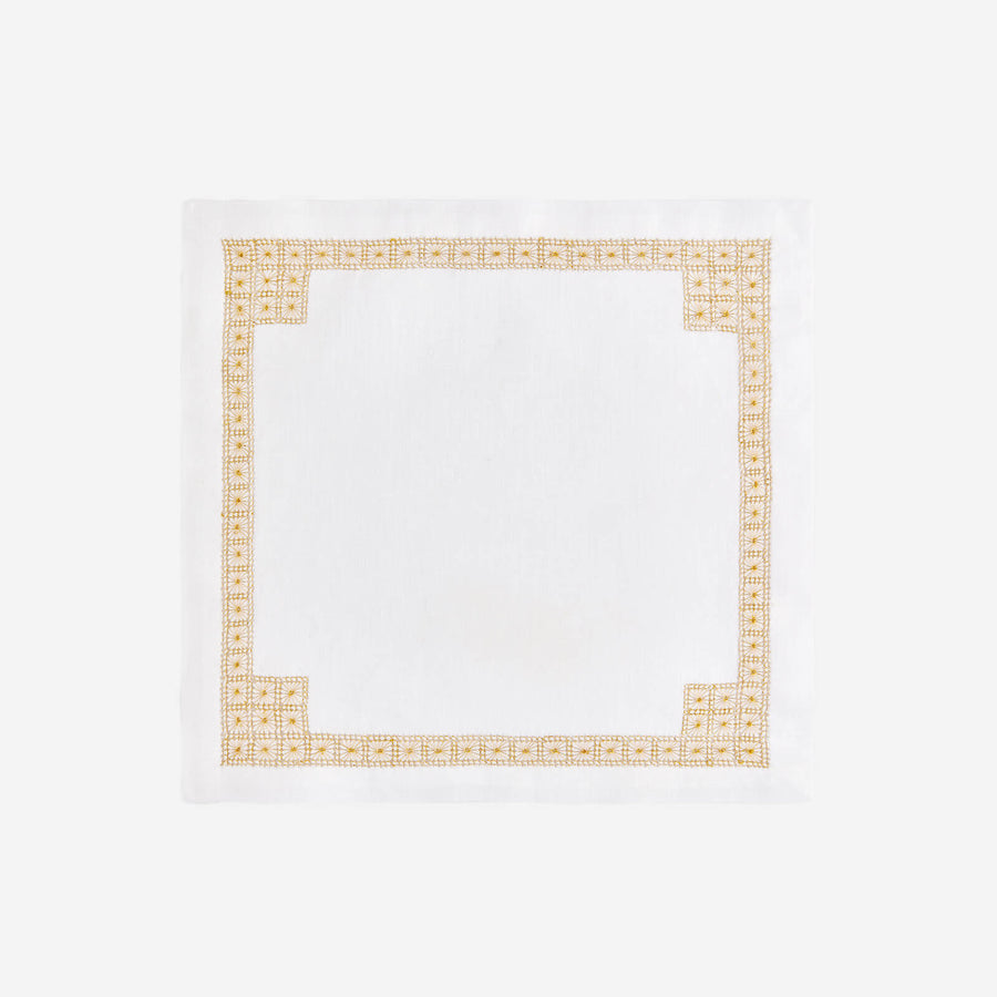 Bonadea Daisy Chain Hemstitch Gold Cocktail Napkin