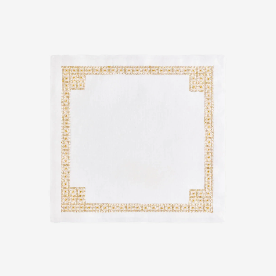 Bonadea Daisy Chain Hemstitch Gold Cocktail Napkin