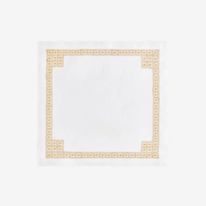 Daisy Chain Hemstitch Gold Cocktail Napkin