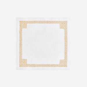 Daisy Chain Hemstitch Gold Cocktail Napkin