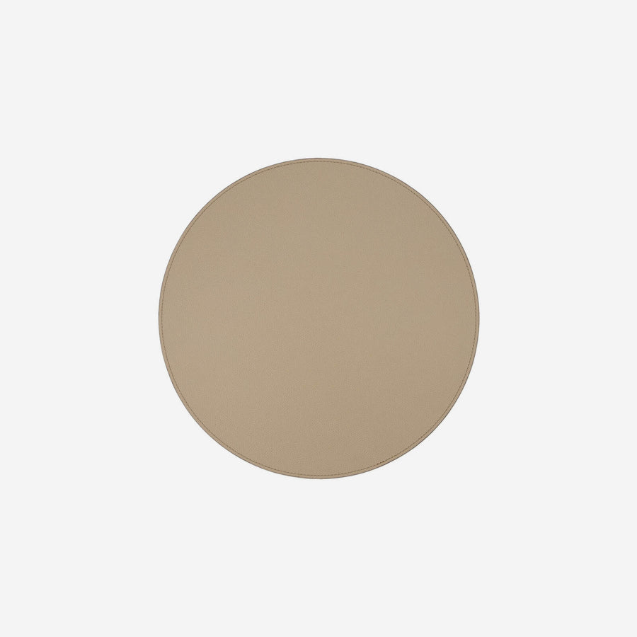 Bonadea Peninsula Round Leather Placemat Taupe