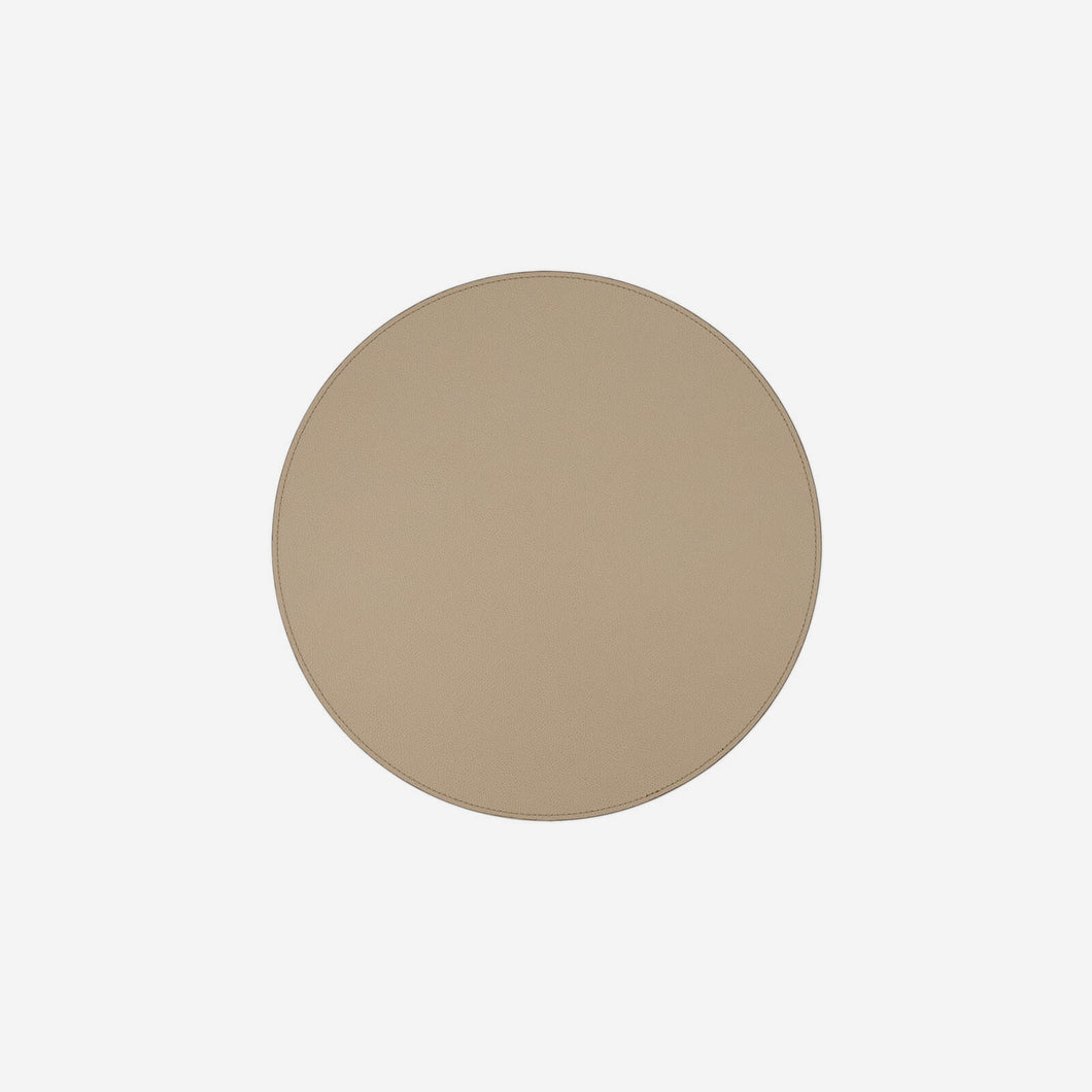 Peninsula Round Leather Placemat Taupe