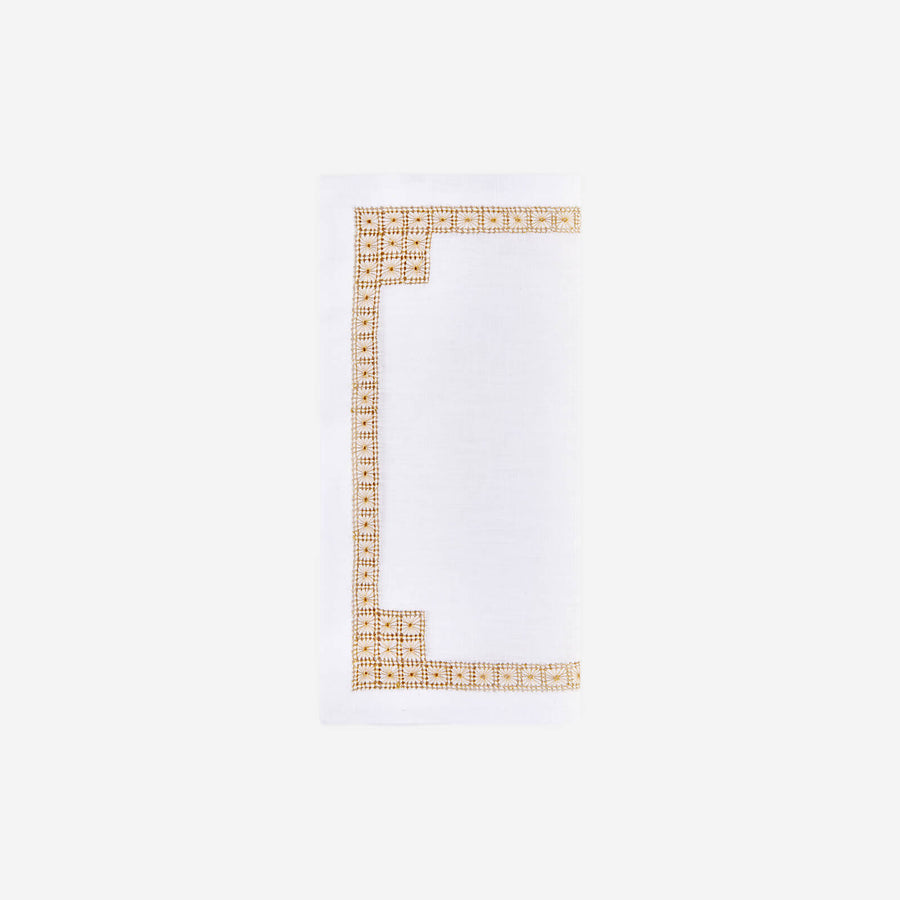 Bonadea Daisy Chain Hemstitch Gold Cocktail Napkin