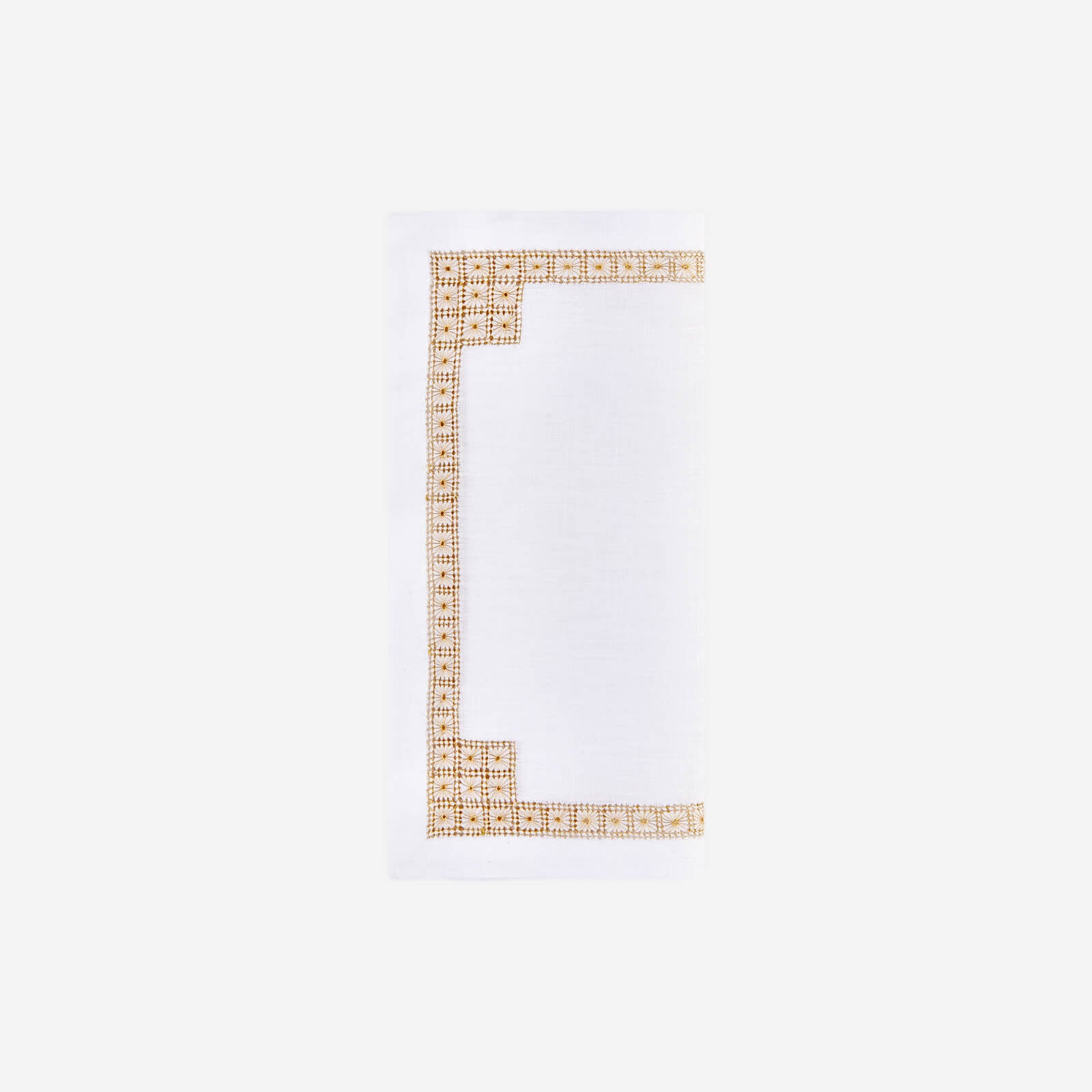 Daisy Chain Hemstitch Gold Cocktail Napkin