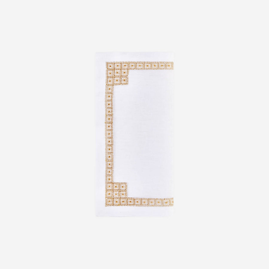 Bonadea Daisy Chain Hemstitch Gold Cocktail Napkin