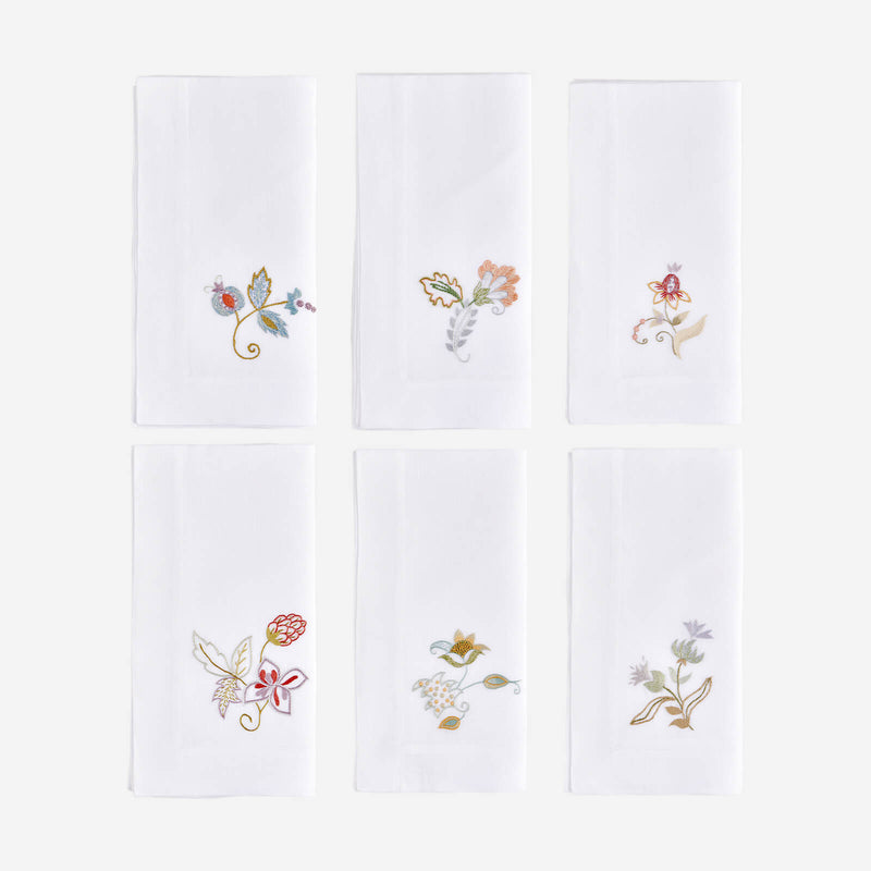 Jacobean Flowers Dinner Napkin Style I - Set of 6