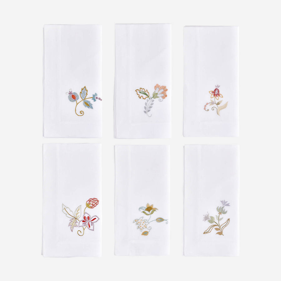 Bonadea Jacobean Flowers Dinner Napkin Style I - Set of 6