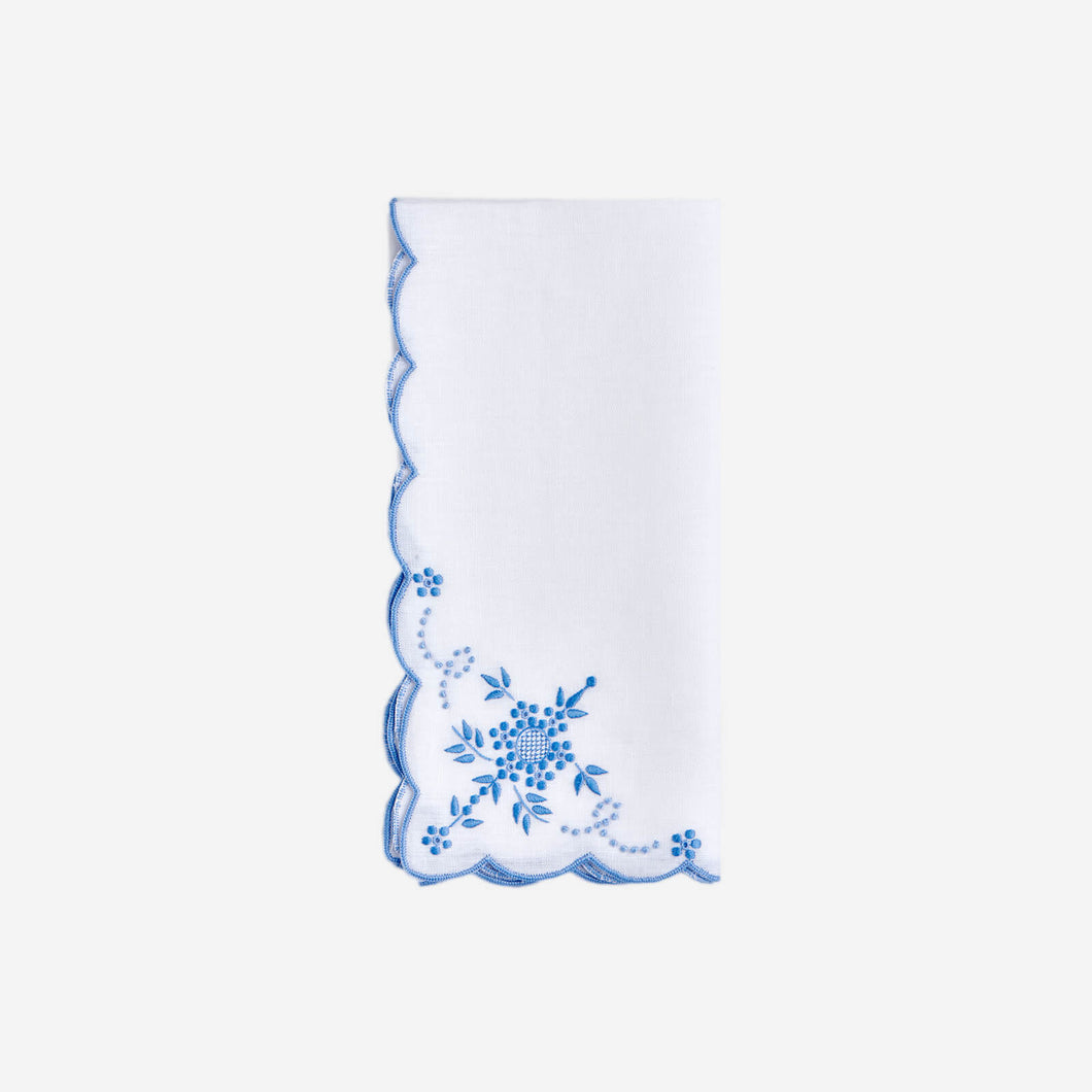 Blue Thistle Scalloped Napkin