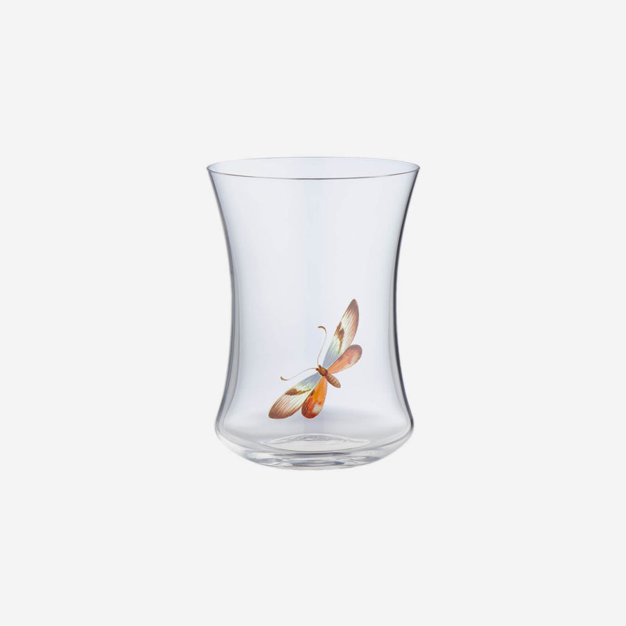 Lobmeyr Hand-Painted Butterfly Tall Concave Tumbler - 1 Butterfly