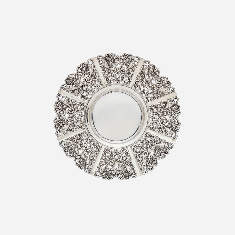 Hand-Chiselled Sterling Silver Round Basket