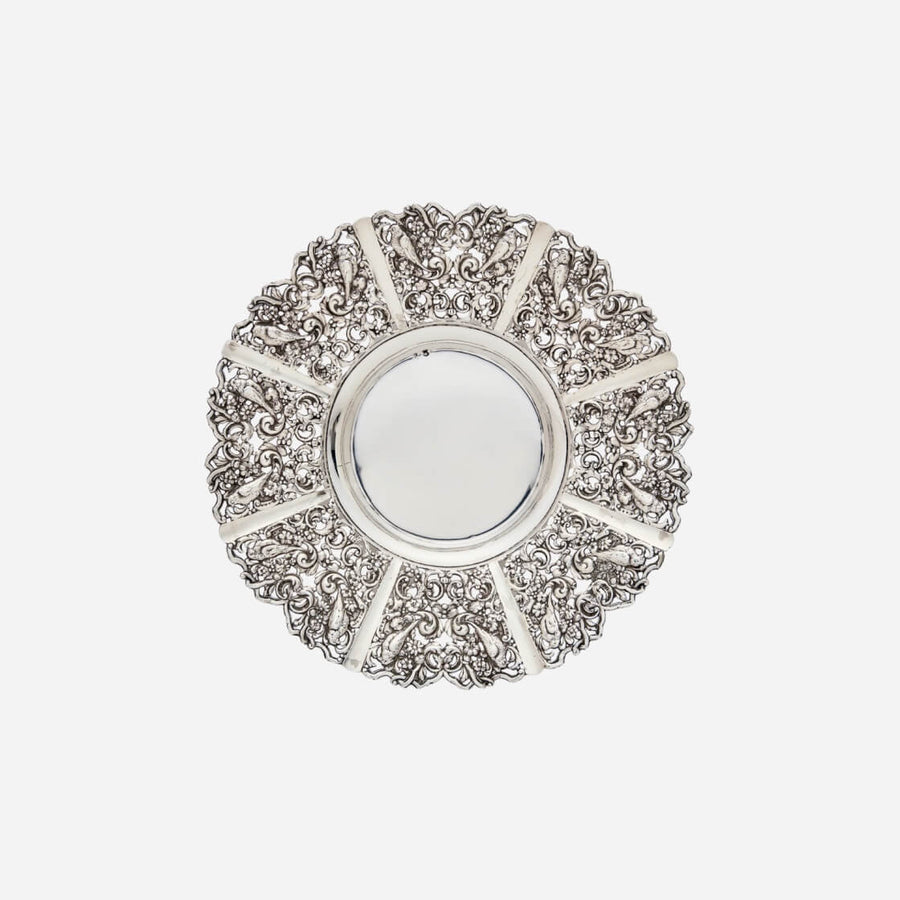 Antiques & Vintage Hand-Chiselled Sterling Silver Round Basket