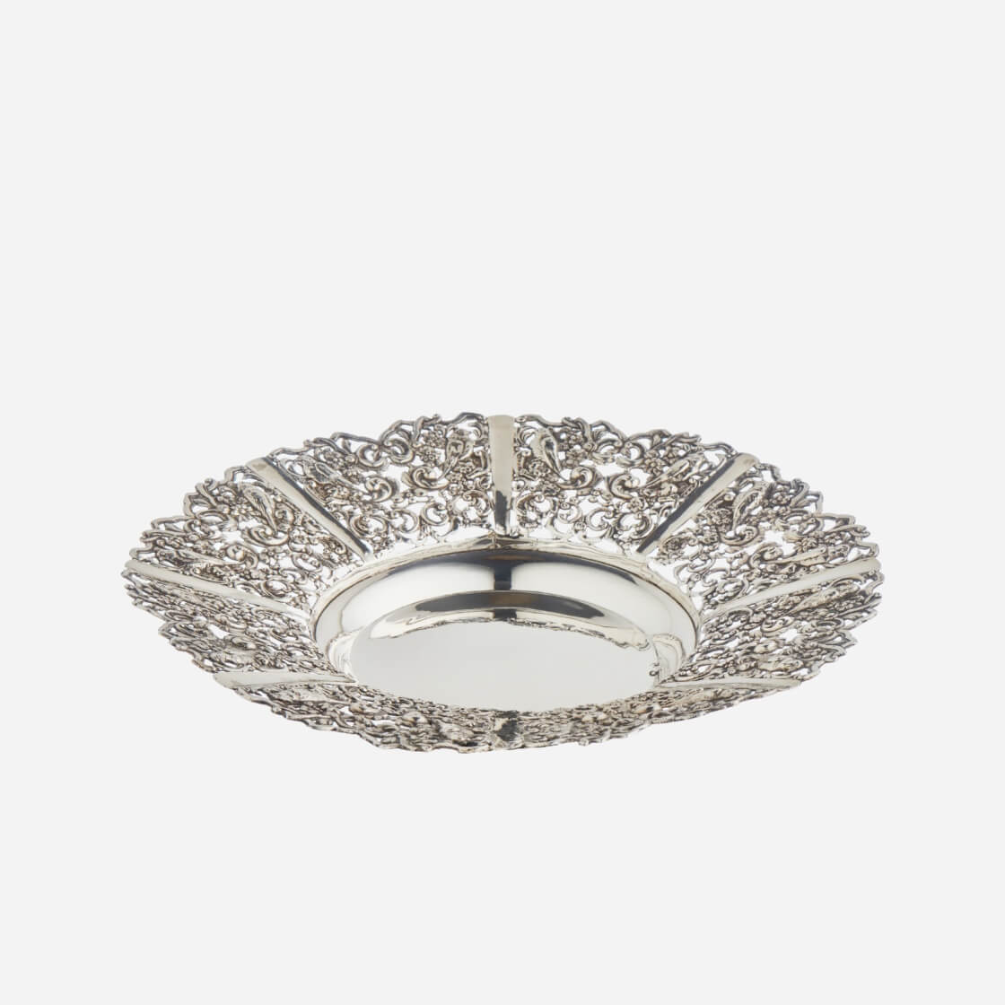 Hand-Chiselled Sterling Silver Round Basket