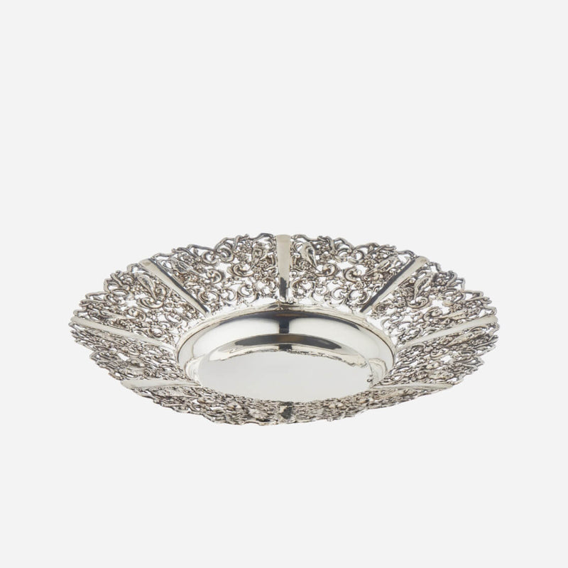 Hand-Chiselled Sterling Silver Round Basket