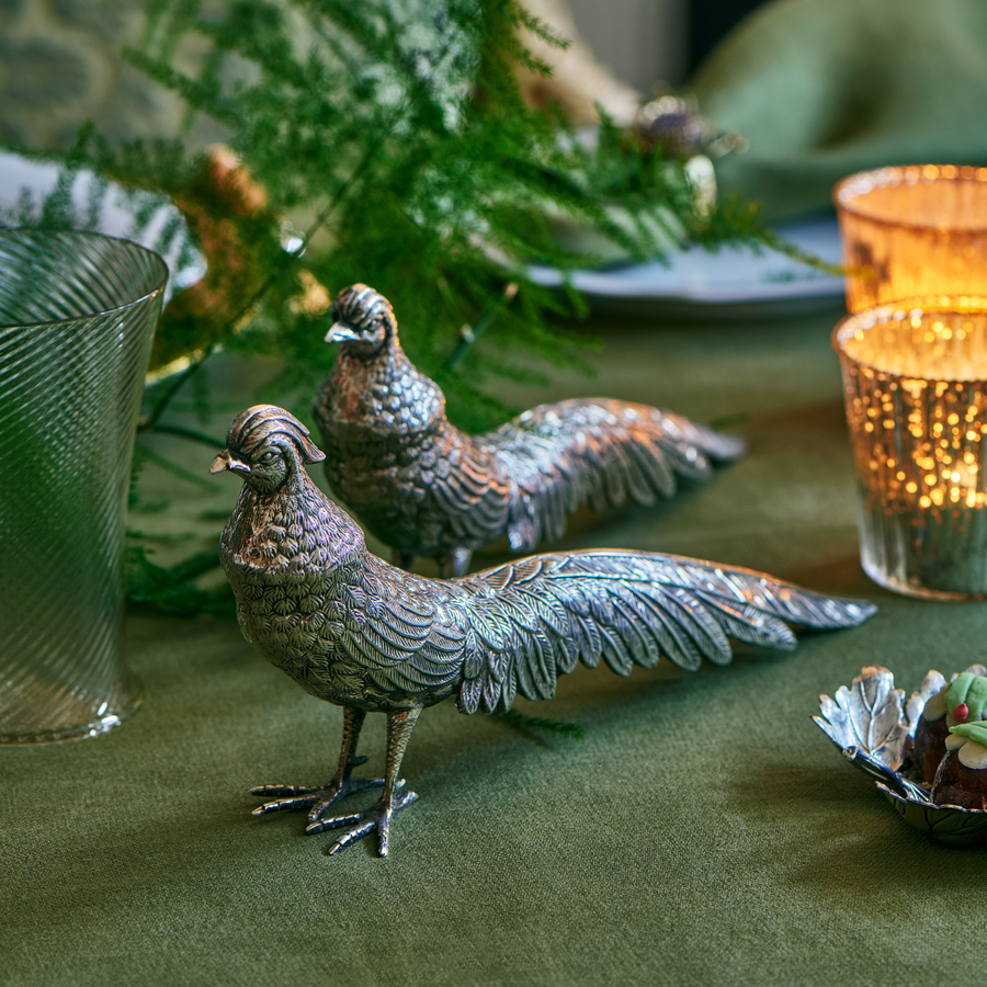 Bonadea A Pair of Sterling Silver Large Pheasants