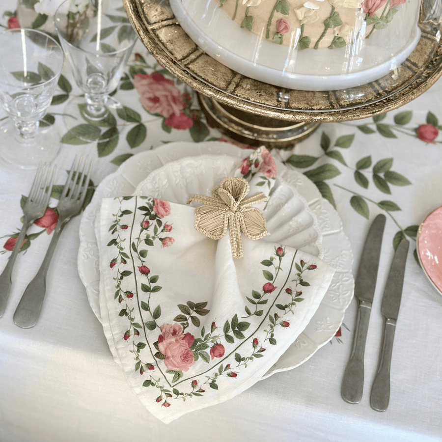 Summerill & Bishop Rose Trellis Linen Napkin
