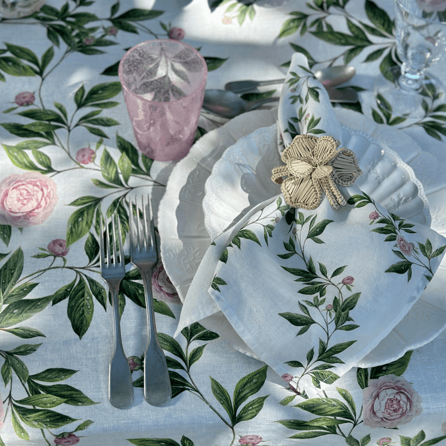 Summerill & Bishop Trailing Peony Linen Napkin