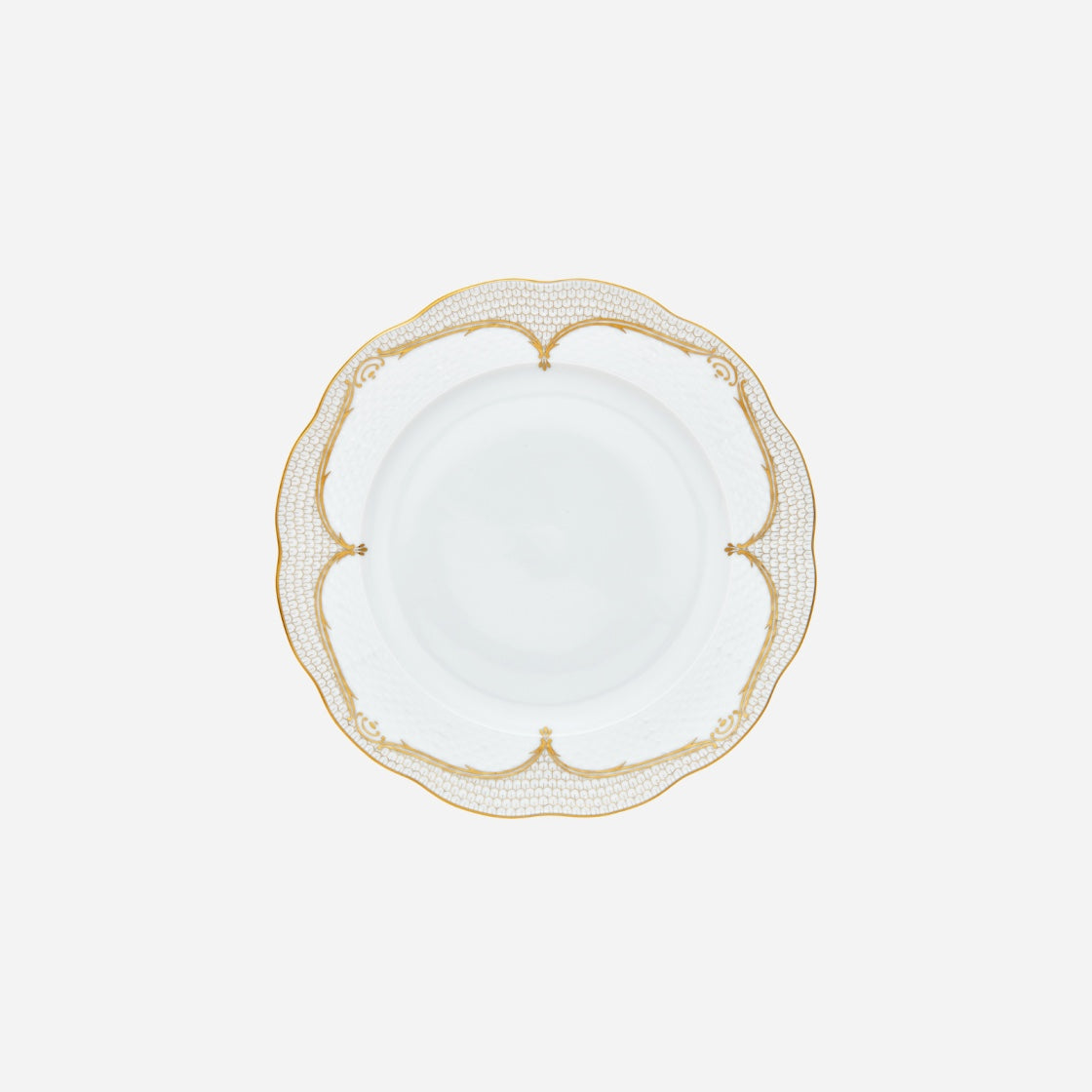 Fish Scale Gold & White Dinner Plate