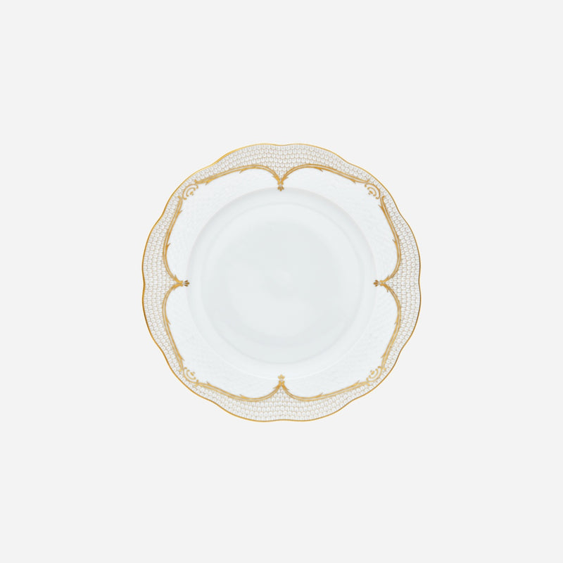 Fish Scale Gold & White Dinner Plate