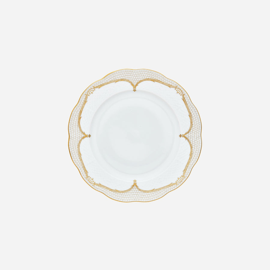 Herend Fish Scale Gold & White Dinner Plate