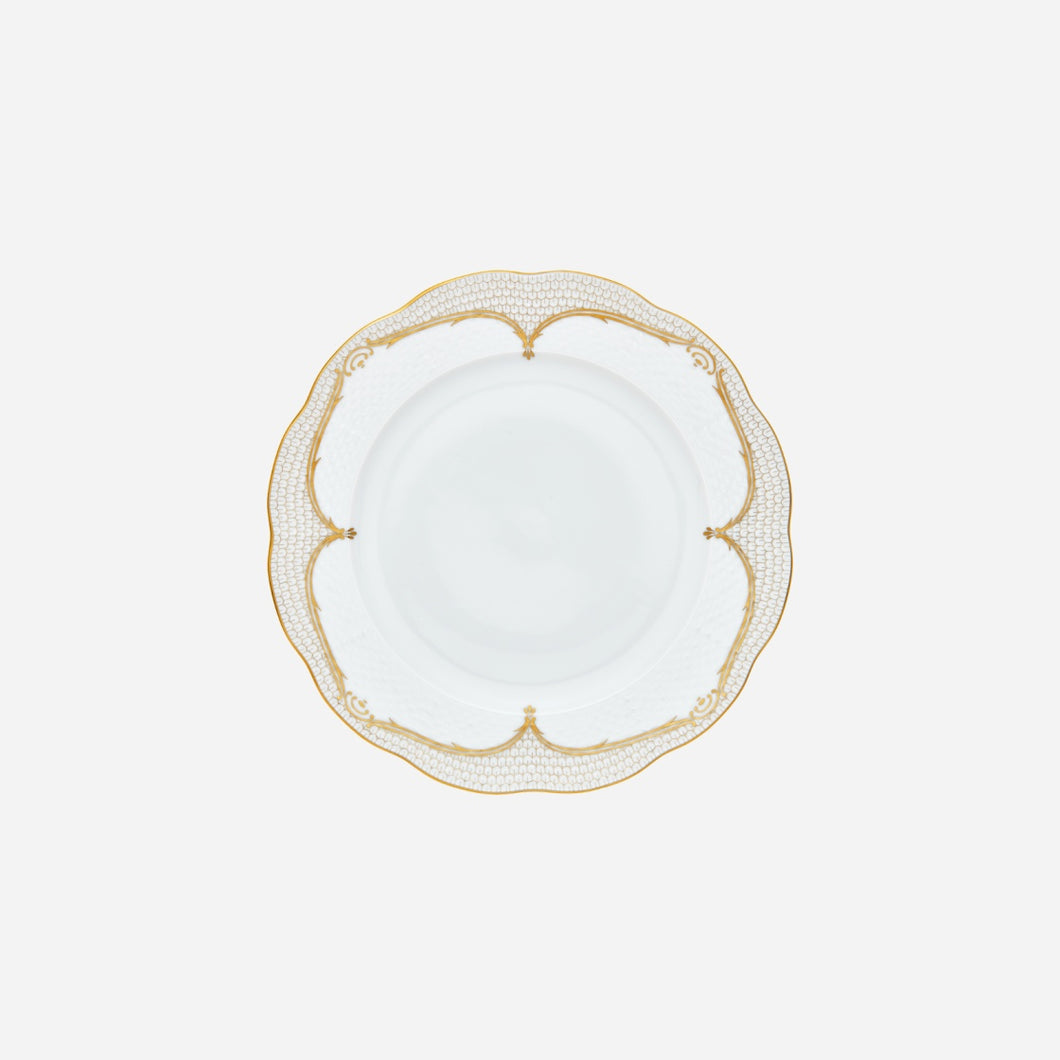 Fish Scale Gold & White Dinner Plate