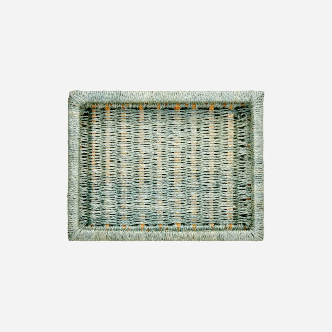 Handwoven Rectangular Tray Aqua