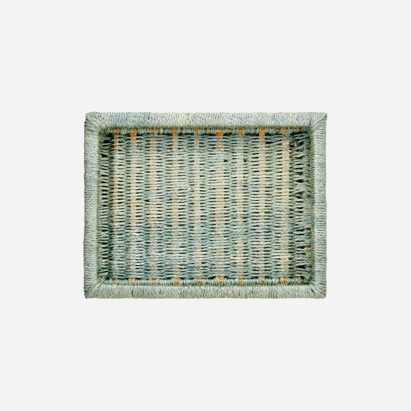 Handwoven Rectangular Tray Aqua