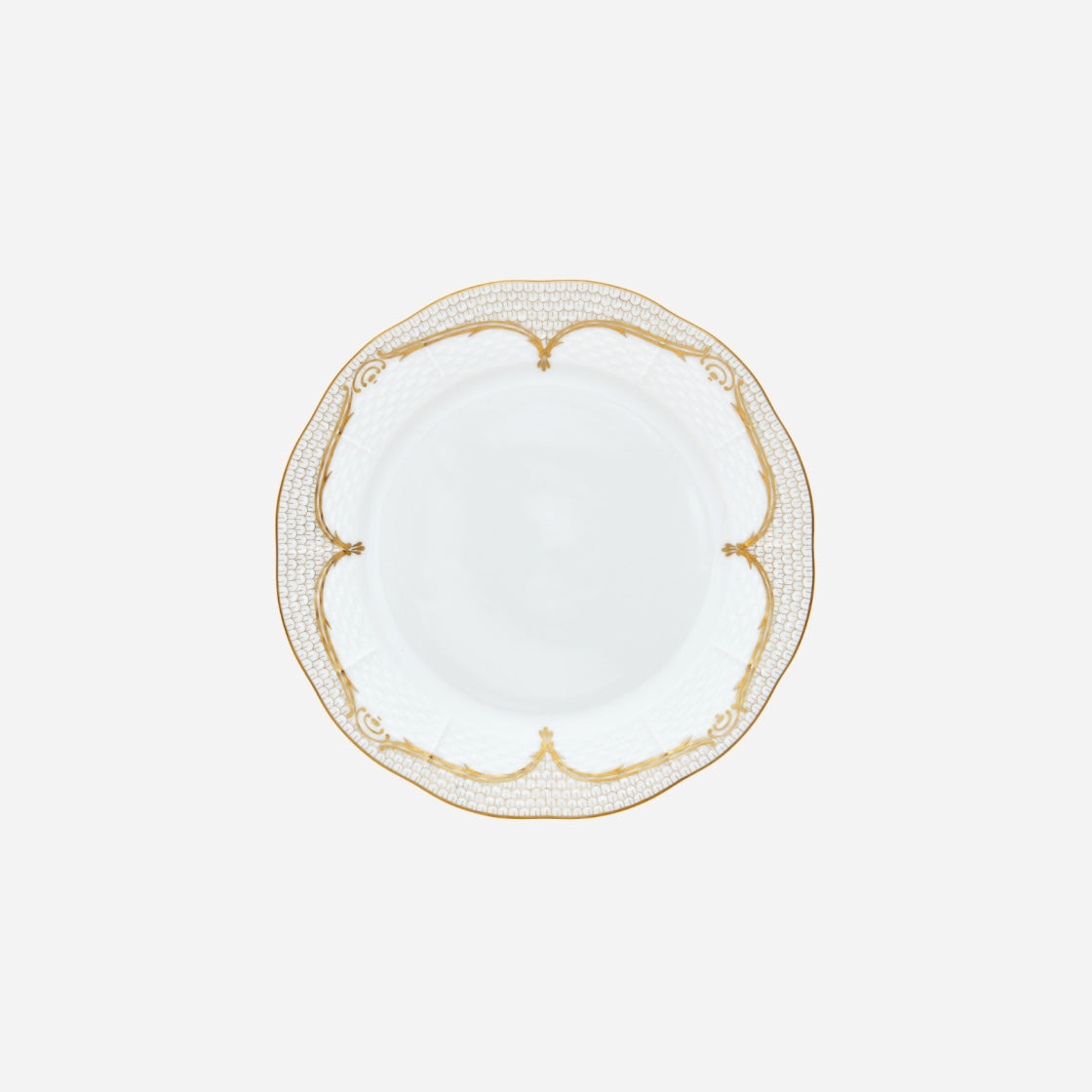 Fish Scale Gold & White Dessert Plate