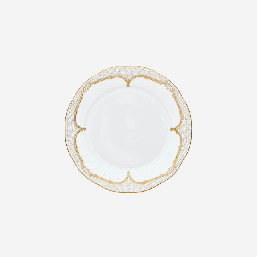 Herend Fish Scale Gold & White Dessert Plate
