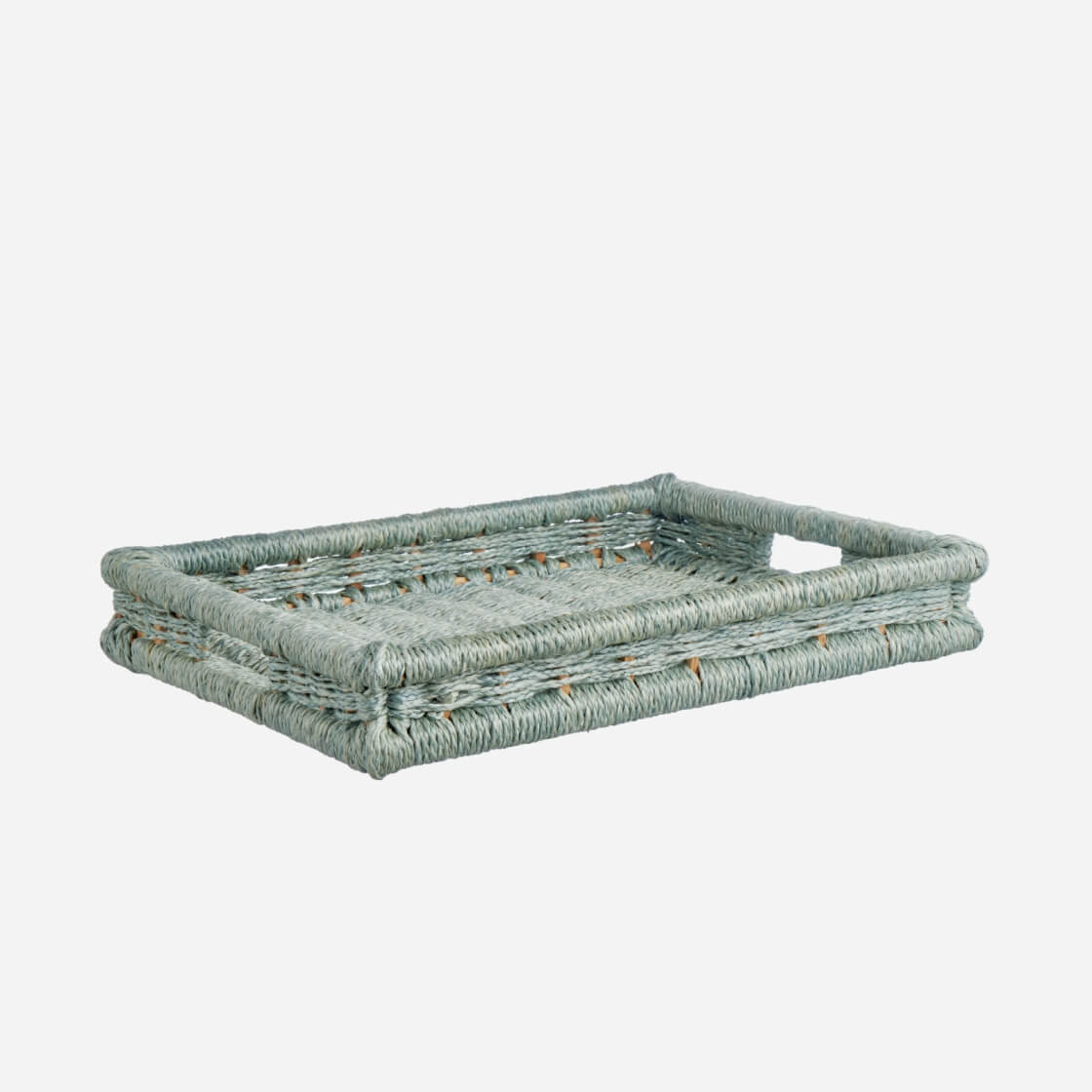Handwoven Rectangular Tray Aqua