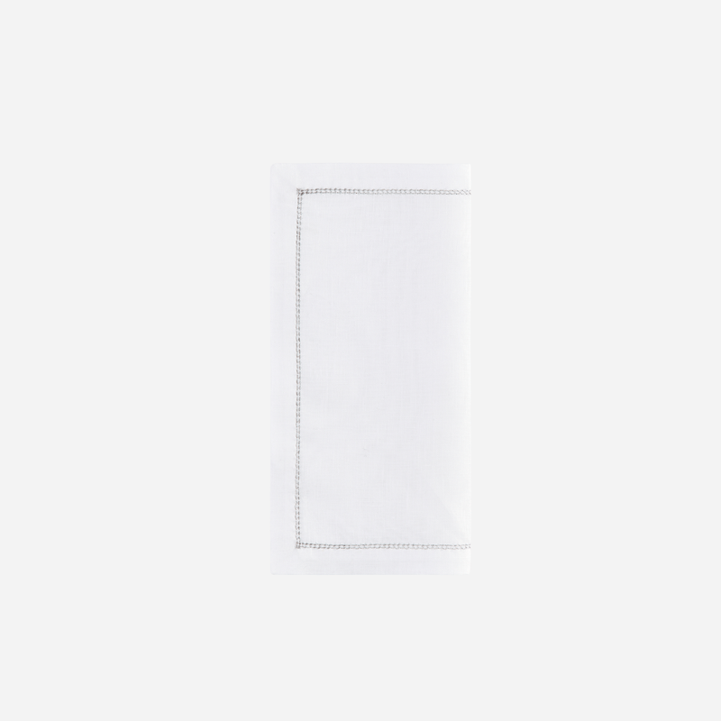 Infinity Hemstitch Silver Cocktail Napkin