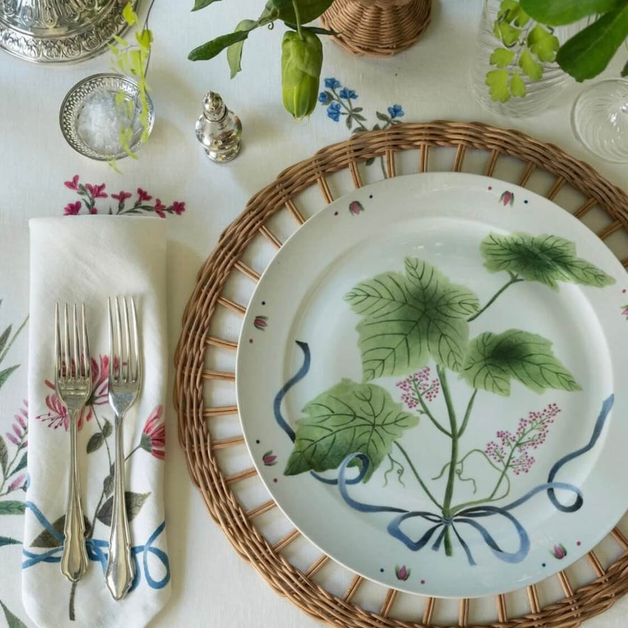 de Gournay Botanical Tressé Dinner Plate - Set of 8