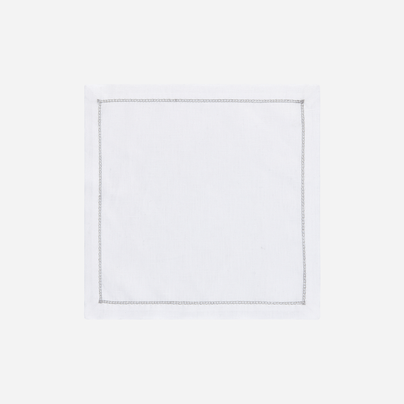Infinity Hemstitch Silver Cocktail Napkin