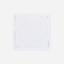 Load image into Gallery viewer, Infinity Hemstitch Silver Cocktail Napkin
