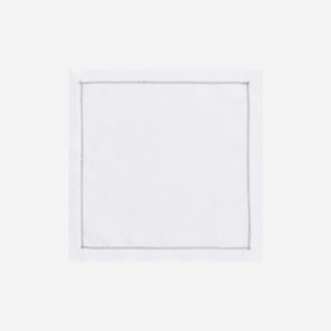 Infinity Hemstitch Silver Cocktail Napkin