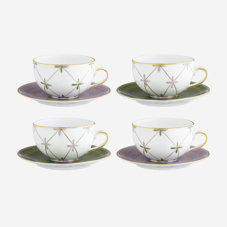 Marie Daâge Tambourin Teacup & Saucer - Set of Four