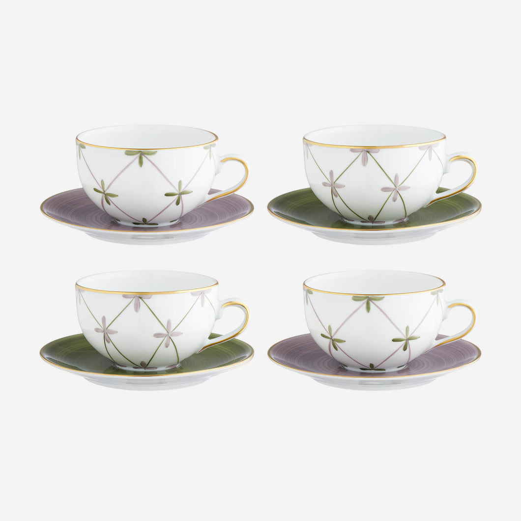 Tambourin Teacup & Saucer - Set of Four