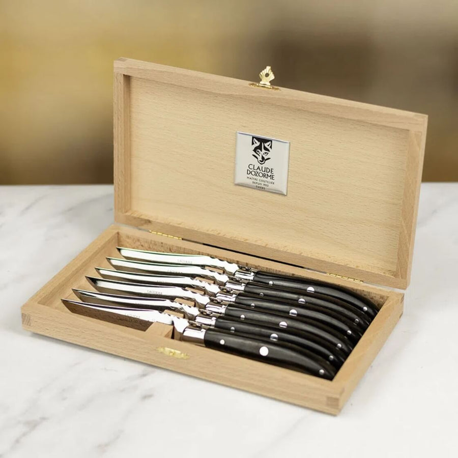 Claude Dozorme Laguiole Steak Knives Ebony - Set of Six