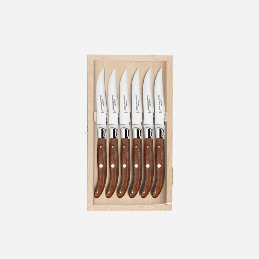 Claude Dozorme Laguiole Steak Knives Exotic Olivewood - Set of Six