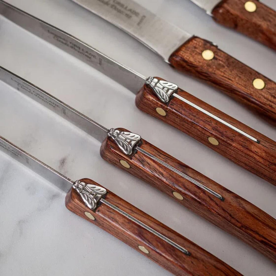Claude Dozorme Laguiole Steak Knives Exotic Olivewood - Set of Six