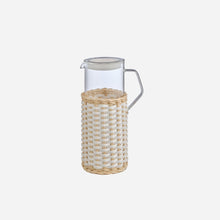 Load image into Gallery viewer, Marseille Leather &amp; Rattan Glass White Pitcher - 0.75L
