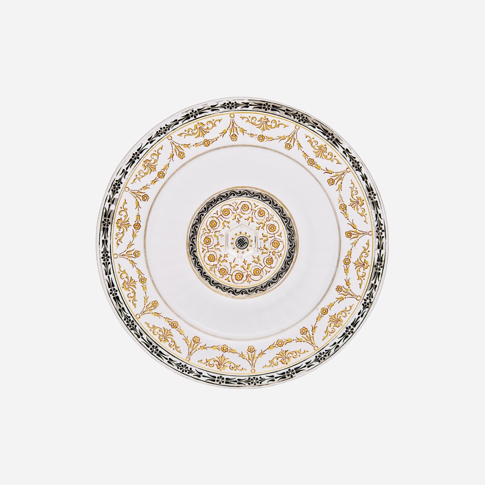 Antique Lobmeyr Crystal Tazza with Enamel