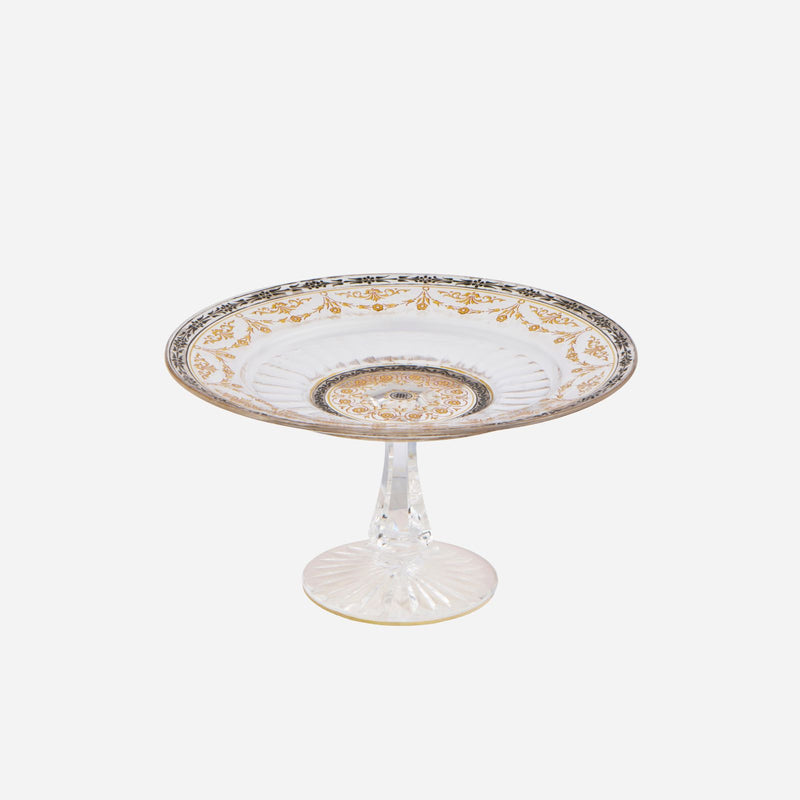 Antique Lobmeyr Crystal Tazza with Enamel