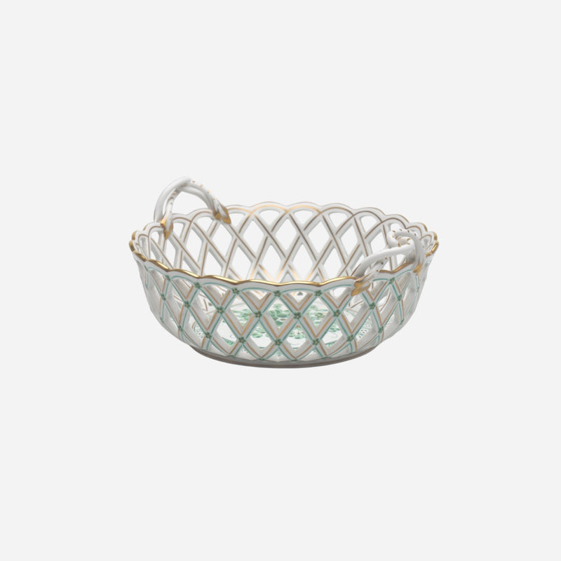 An Antique Herend Apponyi Green Basket
